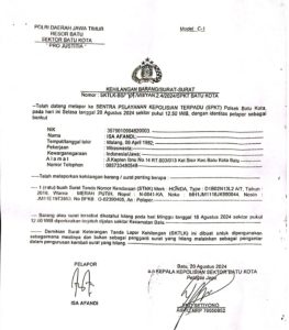 Berita Kehilangan Surat Tanda Nomor Kendaraan ( STNK ) Sepeda Motor