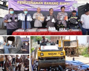 Kejari Kota Batu Musnahkan Puluhan Ribu Butir Doubel L serta BB Lainya