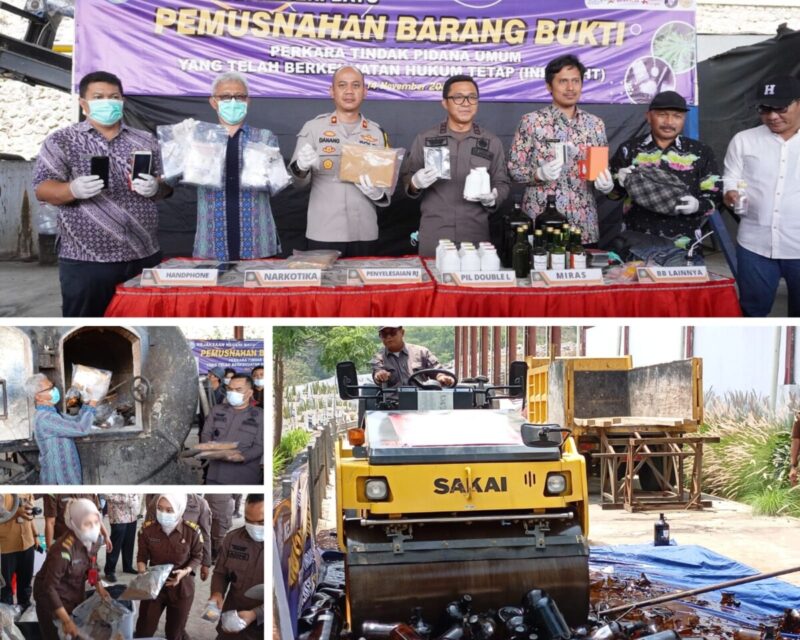 Kejari Kota Batu Musnahkan Puluhan Ribu Butir Doubel L serta BB Lainya