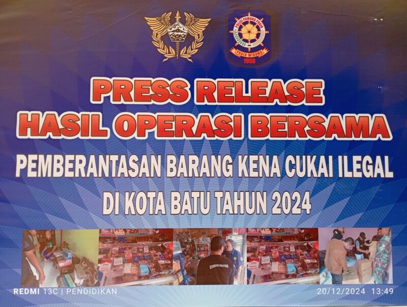 Bea Cukai Malang dan Satpol PP Batu Gelar Press Release Hasil Operasi Gabungan