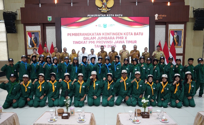 Kontingen PMR Kota Batu berjumlah 55 orang siap berkompetisi di Jumbara Jatim 2025