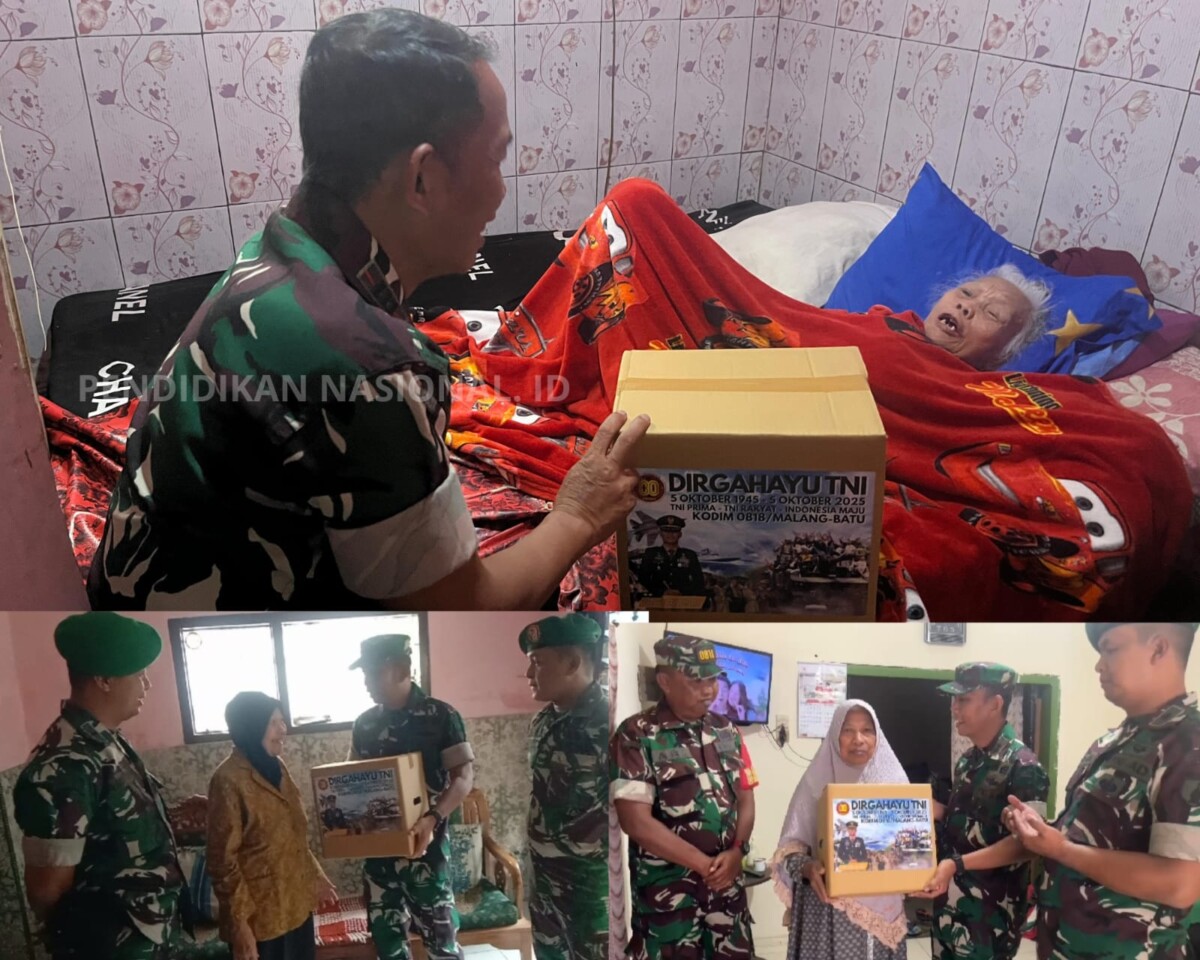 Danramil Kota Batu bersama anggota ketika bertandang langsung ke penerima manfaat