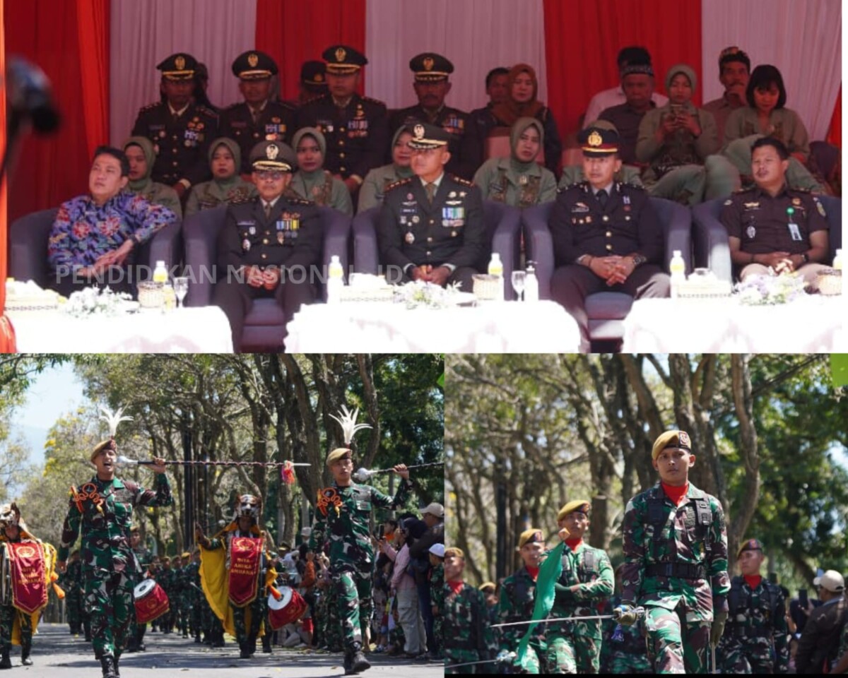 Tampak Jajaran TNI dan Dinas Kota Batu serta para Prajurit melakukan Devile