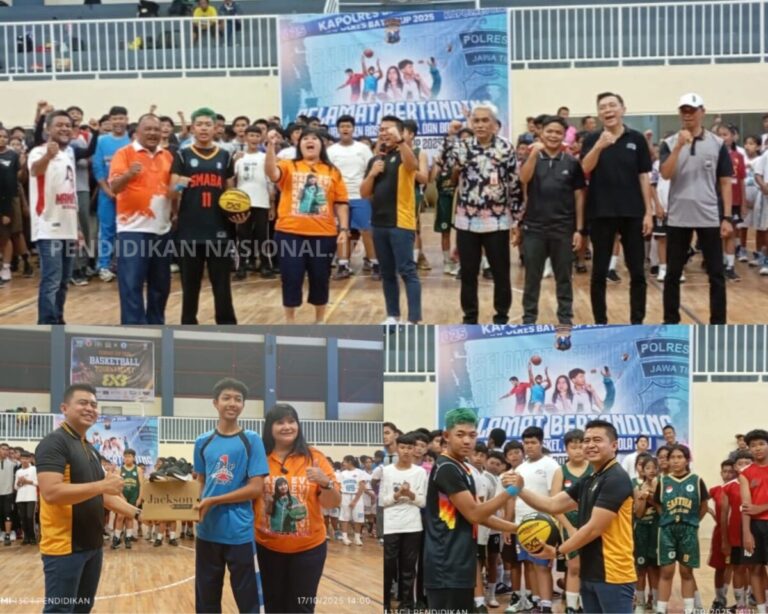 Perwakilan Polres Batu, Perbasi Jatim, Dinas Pendidikan, dan KONI Kota Batu dalam pembukaan Kapolres Cup