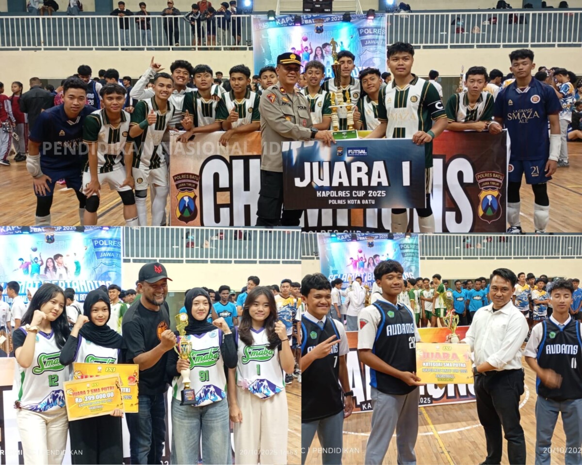 Para juara ketika menerima Piala dari para pejabat Polri