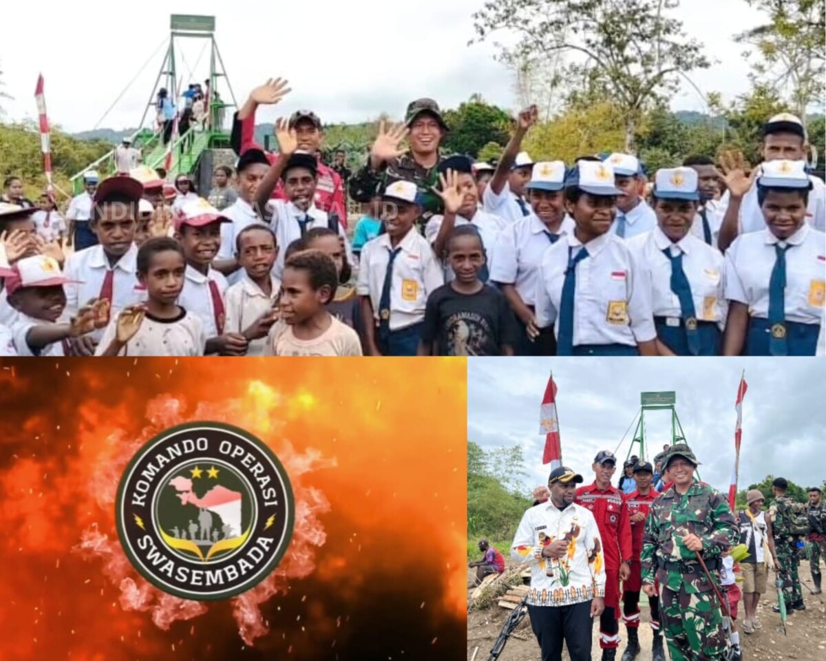 Foto tampak TNI manunggal bersama rakyat dan bersuka ria