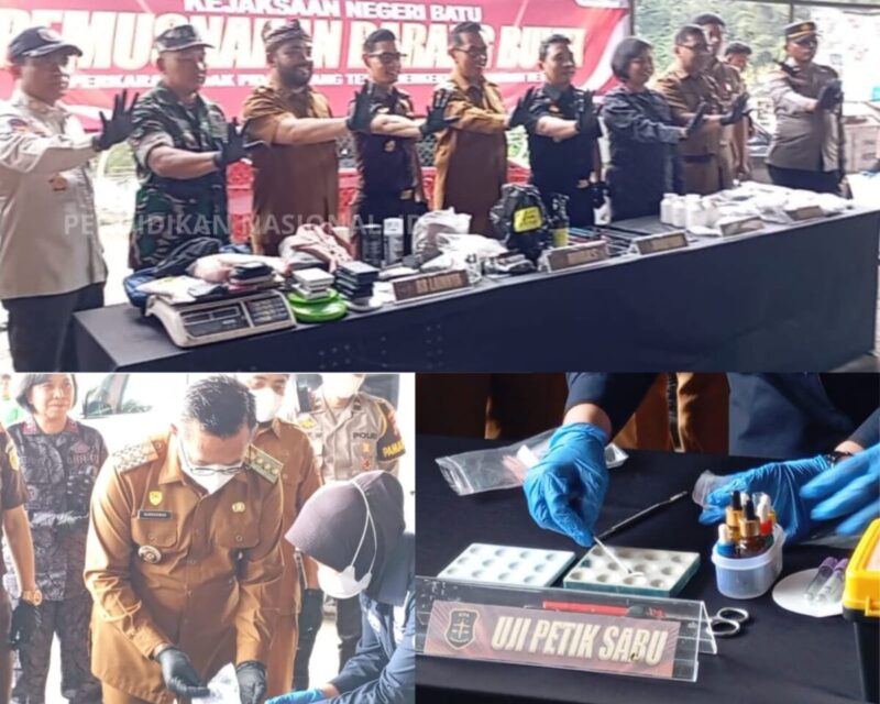 Cegah Narkoba Rusak Generasi Emas 2045, Kejari Batu dan APH Musnahkan Barang Bukti Senilai Miliaran