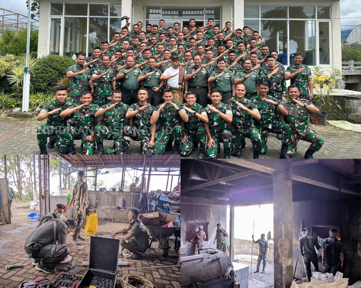 Kepala Desa Tulungrejo ketika bersama-sama Pejabat TNI serta Mahasiswa POLTEKAD