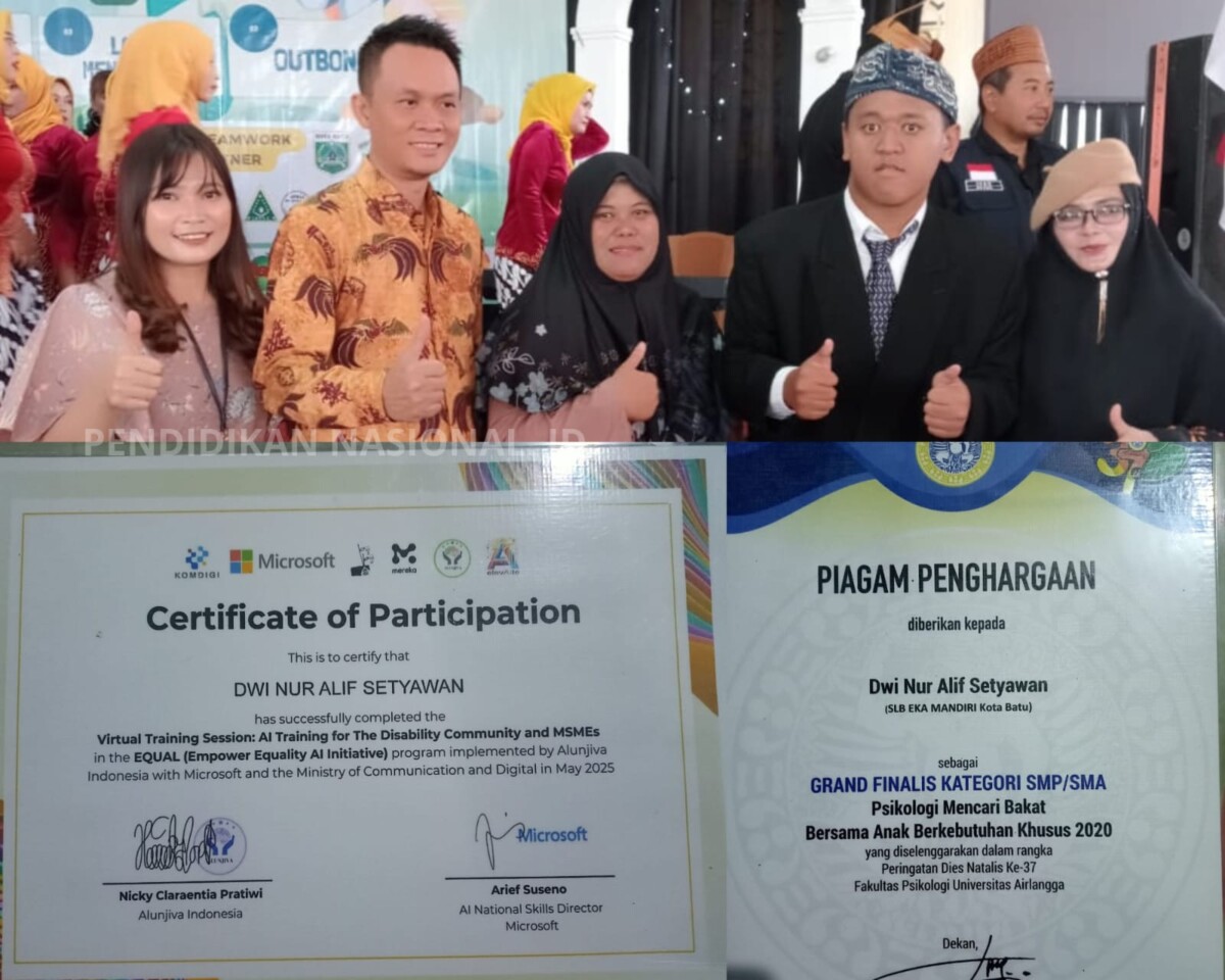 Dwi ketika selesai disuatu acara dan beberapa Piagam serta Serrifikat