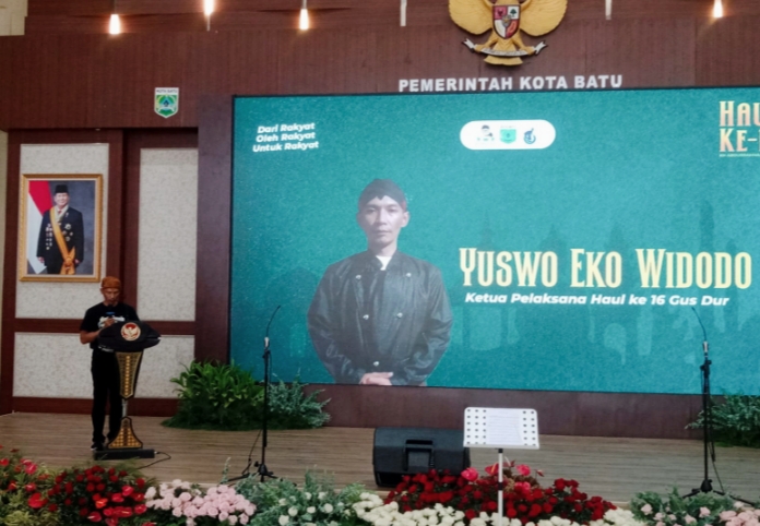 Ketua Panitia ketika melaporkan rangkaian kegiatan Haul Gus Dur ke-16 