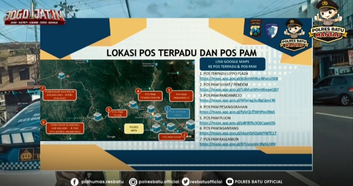 Denah area Pos Terpadu, pelayanan dan pengamanan bagi masyarakat dan wisatawan. 