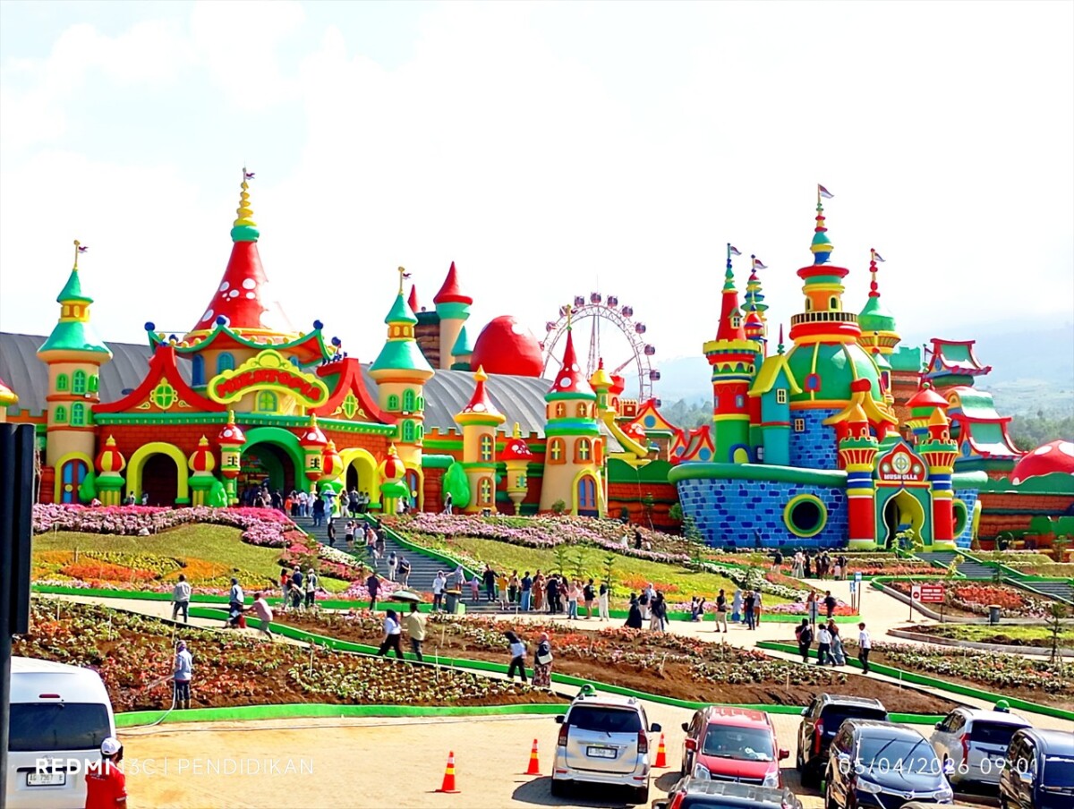 Tampak parkir kendaraan roda empat memadati wisata Mikutopia