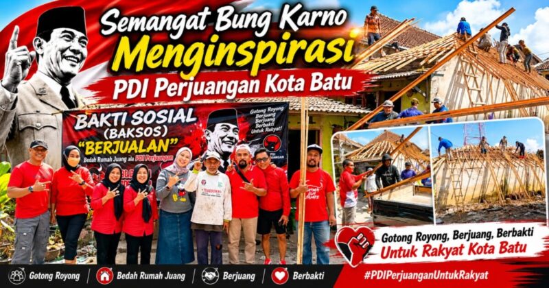 Semangat Bung Karno Menginspirasi PDI Perjuangan Kota Batu Bedah Rumah Warga Kurang Mampu