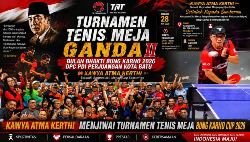 Kawya Atma Kerthi Menjiwai Turnamen Tenis Meja Bung Karno Cup 2026, 150 Atlet Bertanding