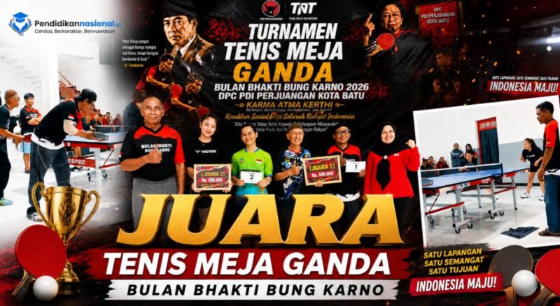 Juara Tenis Meja Ganda II Bulan Bhakti Bung Karno Persaudaraan Jadi Pemenang Sejati