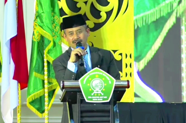 Kepala Sekolah MTs Hasyim Asy'ari Batu ketika memberikan sambutan sambutanya.