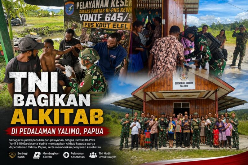 TNI Bagikan Alkitab dan Buka Layanan Kesehatan Gratis di Pedalaman Yalimo, Papua