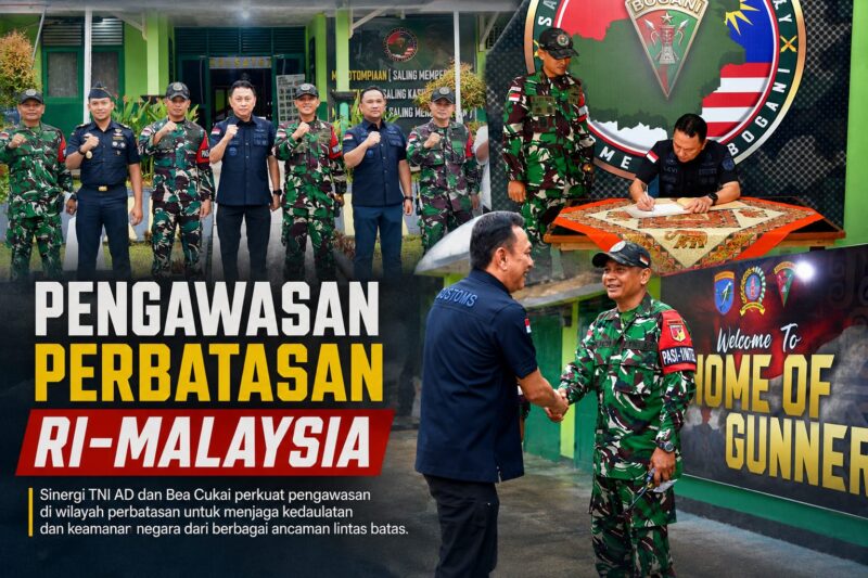 Pengawasan Perbatasan RI-Malaysia, Bea Cukai Kalbar Kunjungi Satgas Yonarmed 19