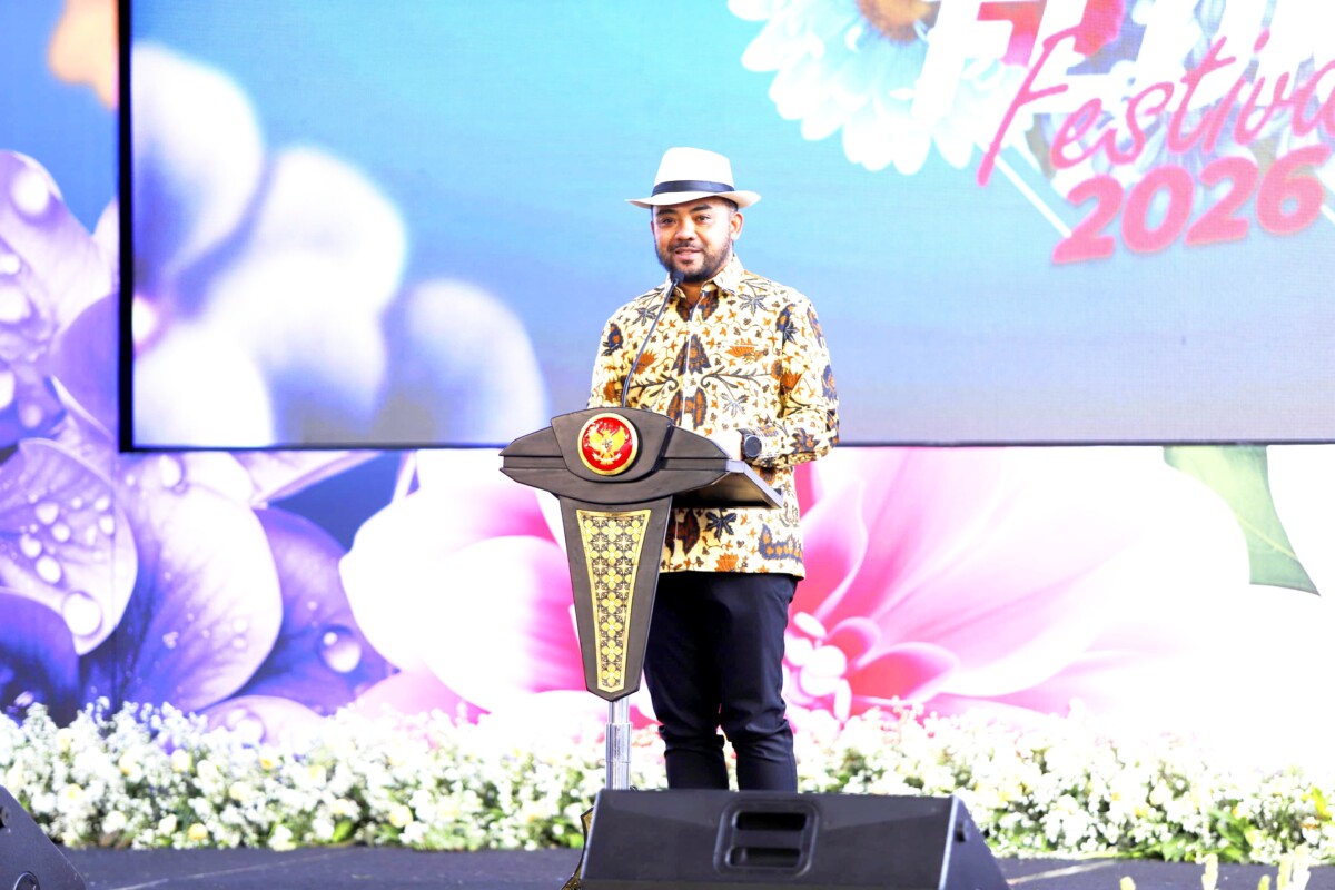 Wakil Wali Kota Batu, Beli Suyanto ketika memberikan sambutanya di acara Specta Flora.