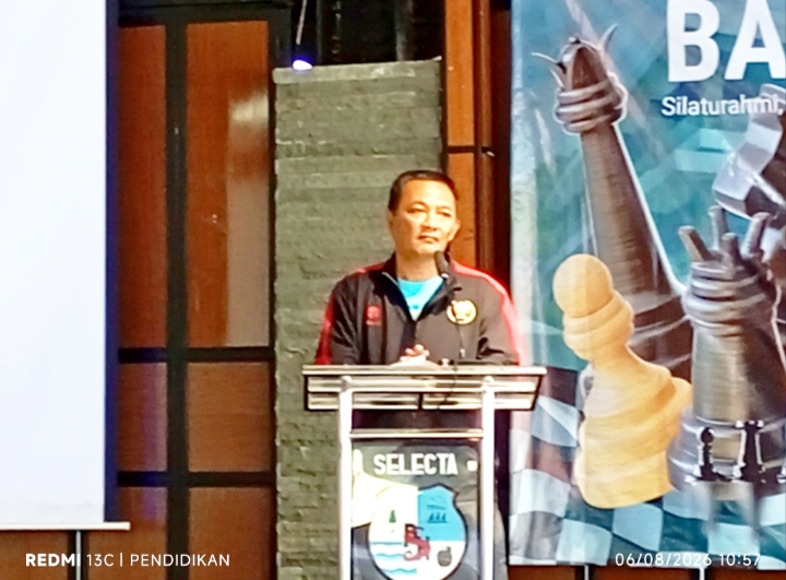 Ketua PWI Malang Raya ketika memberikan sambutanya.