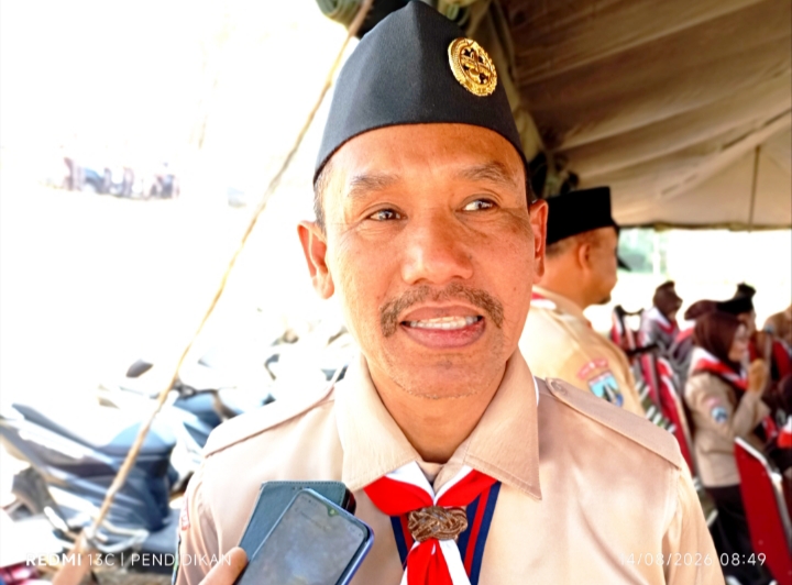 Ketua Kwartir Bumiaji Kusdio ketika memberikan keteranganya ke awak media.