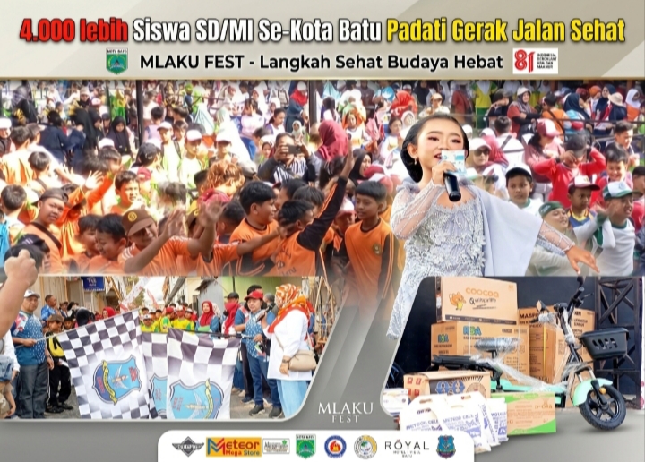 4.000 lebih Siswa SD/MI Se-Kota Batu Padati Gerak Jalan Sehat & Pentas Seni, Ini Tujuan Besarnya