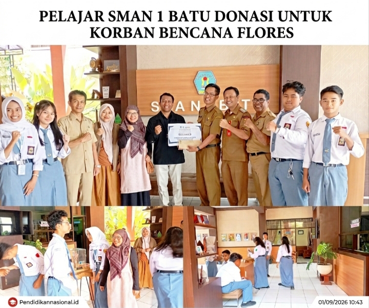 Pelajar SMAN 1 Batu Donasi untuk Korban Bencana Flores, Forbes Koba Apresiasi Kepedulian Siswa