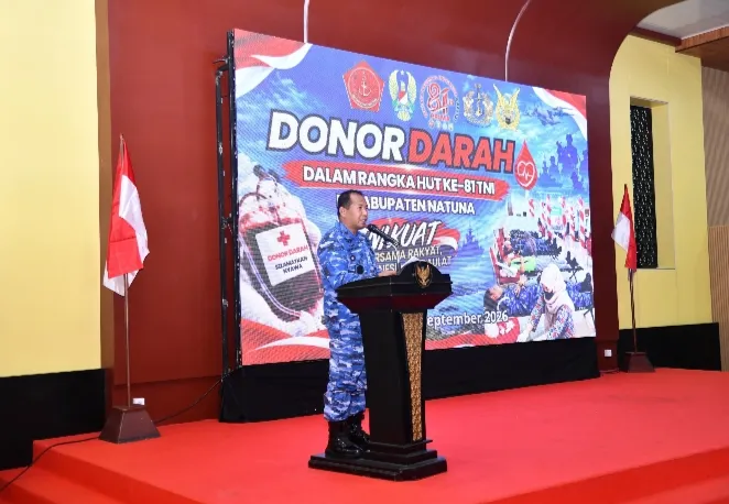 Komandan Lanud Raden Sadjad, Marsekal Pertama TNI Onesmus Gede Rai Aryadi, S.E., M.M., M.Han., ketika memberikan sambutan sambutanya.