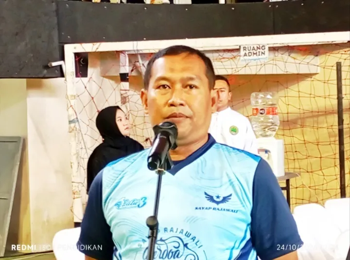 Ketua Panitia, Kapten Cpl Maryono,S.T., M.Tr.T., ketika menyampaikan laporan kegiatan Kejuaraan Pencak Silat championship 3.