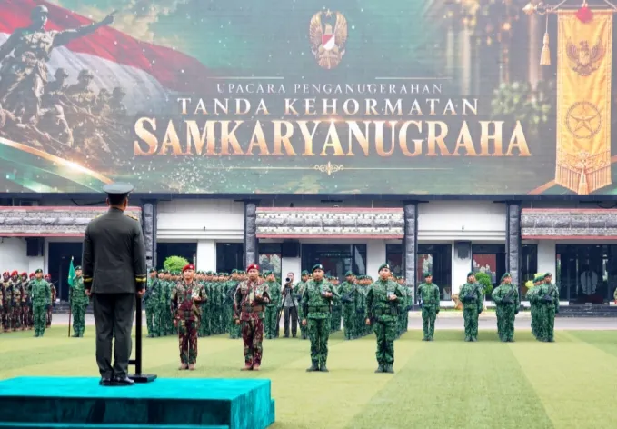 Kepala Staf Angkatan Darat (Kasad) Jenderal TNI Tandyo Budi R. Pimpin jalanya upacara di Markas Besar Angkatan Darat (Mabesad), Jakarta.